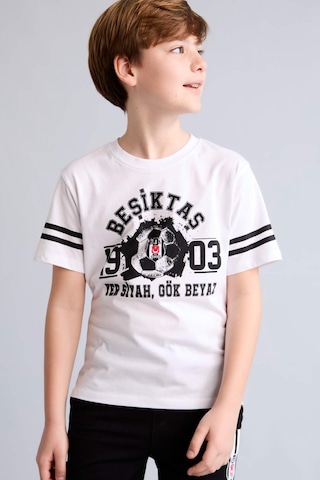 Defacto Beşiktaş New Regular Fıt Bisiklet Yaka Kısa Kollu Beyaz Tişört Erkek Çocuk H8321a826hswt34 Beyaz-wt34
