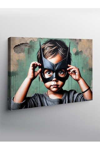 Kanvas Tablo Maskeli Çocuk Kahraman 50cmx70cm
