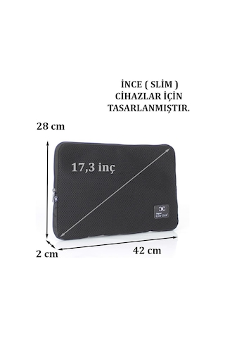 Çantachım 17'' Ve 17.3'' Inç Apple Uyumlu MacBook File Sünger Laptop Kılıfı