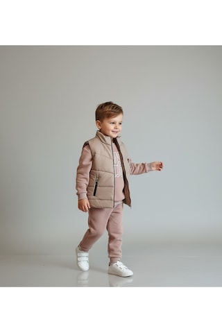 New York State Yelekli Erkek Çocuk 3'lü Takım Açık Kahverengi