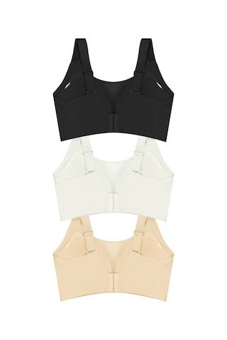 Cottonill Seamless Bra - Forme Lazer Kesim Dikişsiz Toparlayıcı Büyük Tüllü Beden Kadın Sütyen 3'lü Paket Çok Renkli
