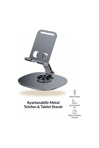 Ayarlanabilir Metal Telefon Tablet Standı Katlanabilir Masaüstü Tutucu, Kaymaz, Ergonomik