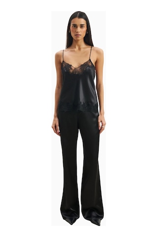 Because Of Alice Satin Lace Detail Camisole V Yaka Kadın Bluz Siyah
