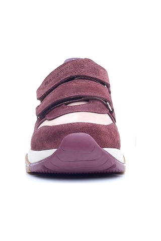 Rakerplus Hakiki Deri Bordo Pembe Metal Detaylı Kız Çocuk Sneakers Ayakkabı Bordo