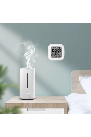 Skycity Beyaz Mini Dijital İç Mekan Sicaklık Ve Nem Ölçer -10 C/+70 C 10-99%rh Hassas Sensörlü Gülümse İkonlu Pil İle