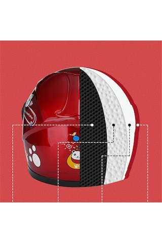 Çocuk Kask Çocuk Kask Elektrikli Araba Kask Sonbahar Ve Kış Erkek Ve Kadın Kask-kırmızı Kırmızı