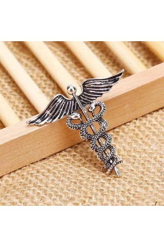 Moda Retro Melek Kanatları Erkek Rozet İğnesi Yılan Broşlar Yaka Madalyası Dekorasyonu Gümüş