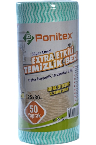 Ponitex Süper Emici Perforeli Pratik Hassas Temizlik Bezi 12 Adet Yeşil 50 Yaprak 25 x 30 CM