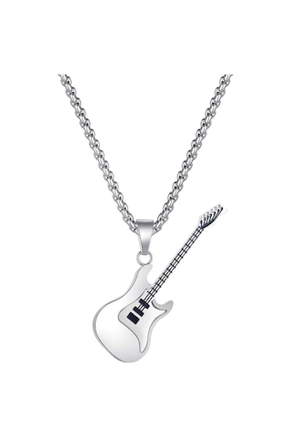 Relaxed Kişiselleştirilmiş Moda Avrupa Ve Amerikan Hip-hop Paslanmaz Çelik Gitar Kolye Titanyum Çelik Kolye-çelik Renk