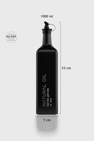 Renga Urla Yazı Desenli 1000 Ml Cam Yağlık 152075 Mat Siyah Siyah