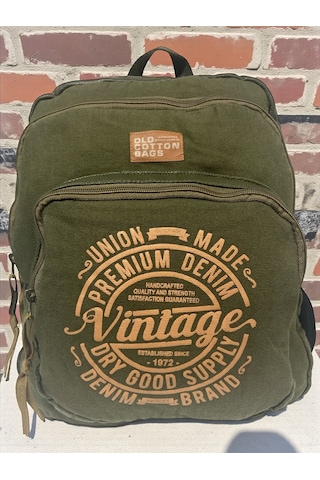 Kaliteli Siyah Vintage Salaş Baskılı Disayn Günlük Gezi Okul Sırt Çantası Revilla Bag 28x38cm Açık Kahverengi