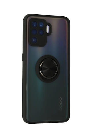 Newface - 997 - Oppo Reno 5 Lite Kılıf Montreal Yüzüklü Silikon Kapak - Kmrsfres - - Siyah Sıyah