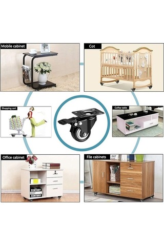 Novahub 4 Adet 50mm Sessiz Frenli Mobilya Tekerleri, 400kg Ağır Hizmet Tekeri, Palet Taşıma Tekerleri Siyah -