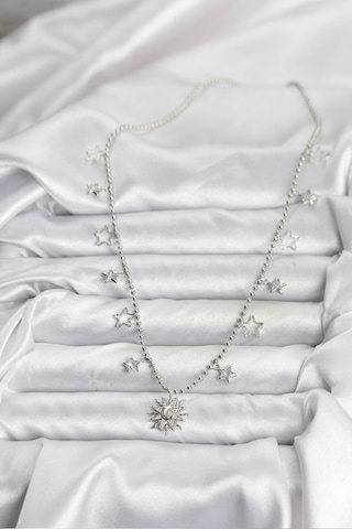 Pirinç Gümüş Renk Güneş Model Kadın Kolye Renkli