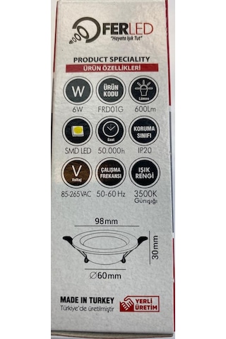 6 Watt Downlight Beyaz