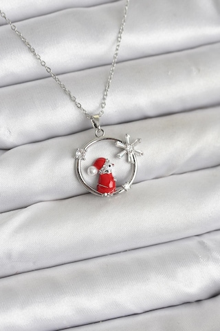 Zarif Boyunlar İçin Silver Çelik Zincir Yılbaşı Stil Kadın Kolye Metalik