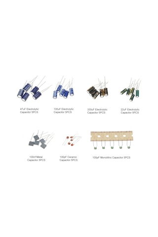 Xindoker Başlangıç Seviyesi Elektronik Bileşen Seti: Devre Tahtası, Direnç, Kondansatör, Diyot Ve Led'ler İle Uygulama Paketi