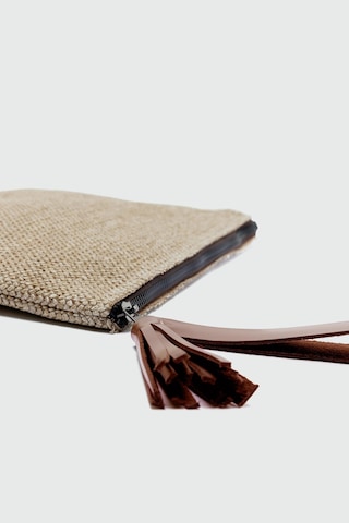Shule Bags Juno Püskül Detaylı Hasır Clutch Çanta Taba Taba