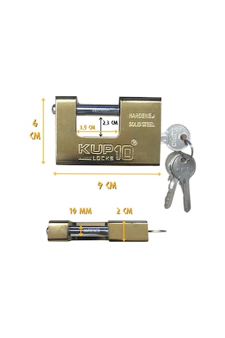 Kupa Kayar Milli Asma Kilit Sarı 90 Mm.