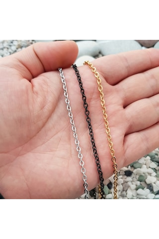 Chavin Siyah 60 Cm. 3 Mm. Bayan Erkek Çelik Zinciri Df32Sy Siyah