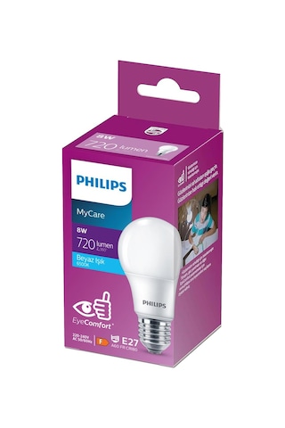 Philips MyCare LED Ampul 8W 806 Lumen 6500K Beyaz Işık A60 E27 Duy (60W Eşleniği) Yerli Üretim