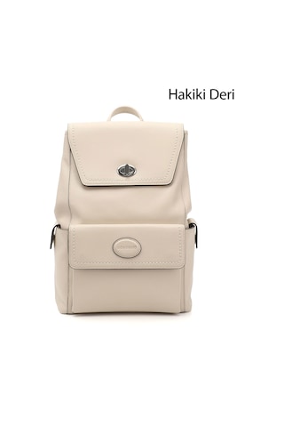Gönderir Bej Antik Hakiki Deri El Ve Sırt Çantası Bej