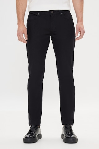 AC&Co / Altınyıldız Classics 360 Derece Her Yöne Esneyen Slim Fit Dar Kesim Diyagonal Desenli Erkek Pantolon Siyah