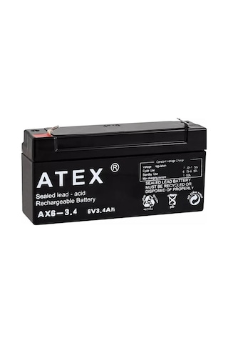 Atex Ax6-3.4 6 Volt - 3.4 Amper Yatık Akü 12.5x6x3cm