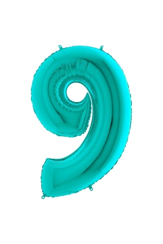Folyo Balon Rakam Grabo 9 Rakamı Tiffany - Turkuaz Renkli 40 İnç 100 Cm Yaş Balonu Helyumla Şişebilen Çok Renkli