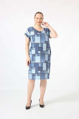 Moda Berray 3290 Kot Görünümlü Cepli Yazlık Dokuma Kumaş Elbise Mavi