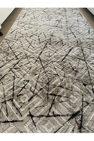 Aslan Home Vizon Çizgi Desenli Yıkanabilir Kaymaz Dört Mevsimlik Salon, Banyo, Balkon, Genç Odası Kesme Yolluk Vizon