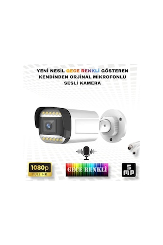 Gece Renkli Sesli FullHD 5Mp Lensli 12 Warm Ledli Güvenlik Kamerası 312WS
