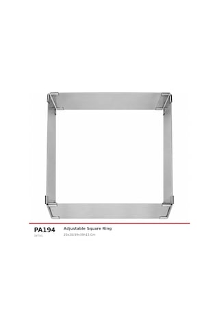Fida Ayarlanabilir Pasta Çemberi Kare H15 Cm Paslanmaz Pasta Kalıbı Inox