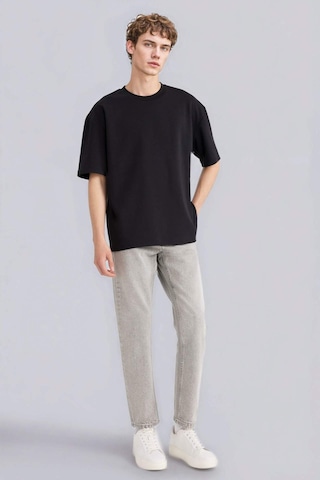 Defacto Oversize Geniş Kalıp Bisiklet Yaka Kısa Kollu Basic Düz Ağır Kumaş Tişört X3926az26spbk81 Siyah-bk81
