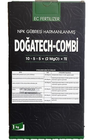 Doğatech Combi 10-5-5 + 2MgO + Mikro Element Yaprak Gübresi 1 KG