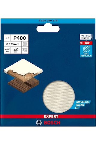 Accessories 5 X Expert M480 Zımpara Filesi Sert Ahşap İçin, Ahşap Üzerine Boya, Çap 125 Mm, 400 Tanecik, Eksantri