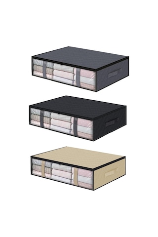 Sones Dokumasız Katlanabilir Giysi Saklama Çantası Yorgan Battaniye Paketleme Çantası Siyah Siyah