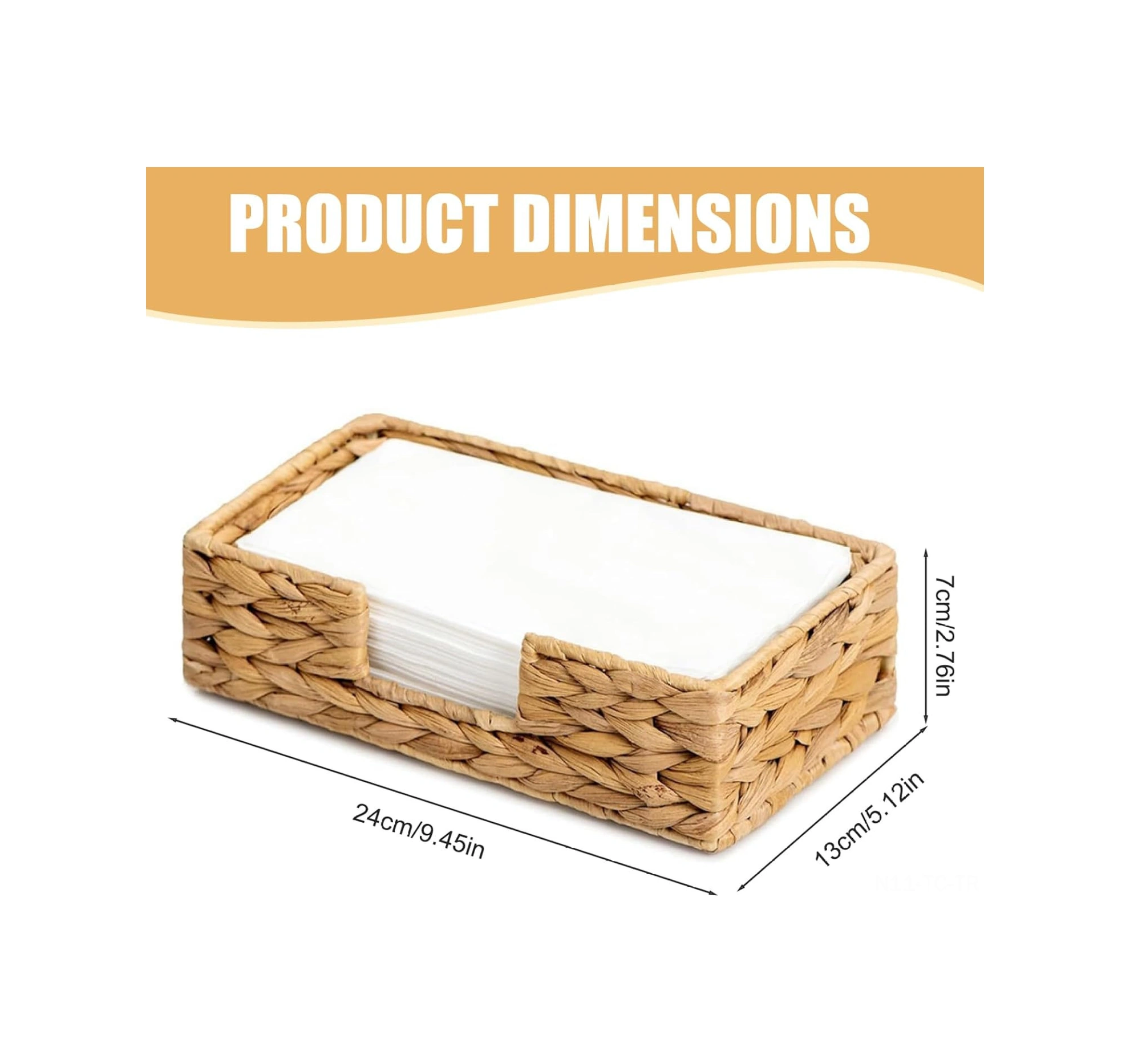 Skycity Doğal Sümbül Yapımı Çöp Sepeti - 24x13x7 Cm Mutfak/banyo Bezi & Küçük Eşya Depolama Sepeti