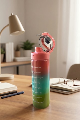 Renkli Cam Motivasyon Matarası 550 Ml Pembe