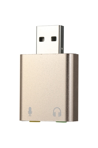 Xiyyadms Altın Usb 2.0 Dış Ses Kartı - 3.5mm Kulaklık Ve Mikrofon Dönüştürücü, Sürücü Gerektirmeyen, Bilgisayar Ve Dizüstü Uyumlu