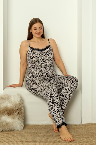 Nisanca Sabahlıklı Dantel Detaylı Pegasus Kadın Pijama Takımı-çeyizlik Takım- Geniş Beden Aralığı Leopar