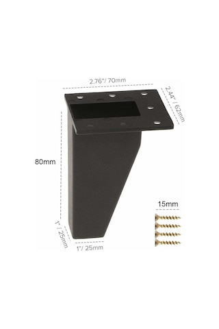 Parça Mobilya Ayakları, Alüminyum Metal Açılı Mobilya Ayakları, Dolap Kanepe Şifonyer Masa İçin, Siyah, 80 Mm Diğer