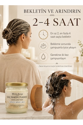 Minia Bahçe Kuru ve Yıpranmış Görünümlü Saçlar için Yoğun Saç Bakım Maskesi 150 ML