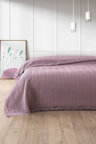 %100 Pamuk Çift Kişilik Kopanaki Dantelli Waffle Pike 210x230 Cm-lila Lıla Lila