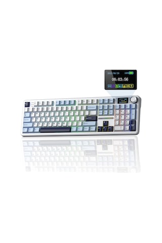 Aula F108 Pro Ekranlı Mekanik Klavye Reaper Switch Rgb Hot Swap 8000mah Makrolu Oyuncu Klavyesi Mavi