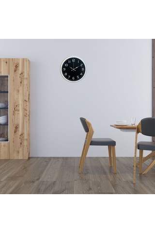 Almira Duvar Saati White Contrast 40 Cm Metal Duvar Saati Beyaz
