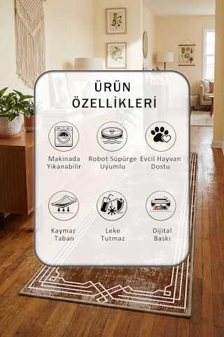 Ehl-60-2 Yıkanabilir Yolluk Kahve