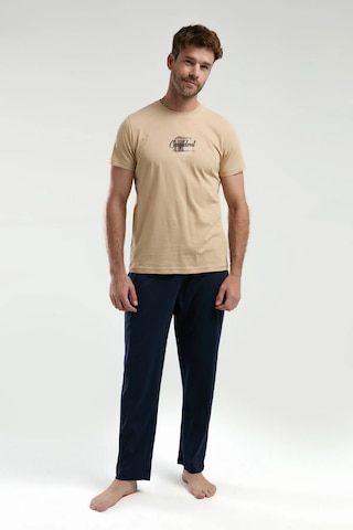 Arnetta 3326 Kısa Kol Erkek Pijama Takımı Bej