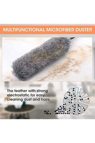 Geeroyoo "pratik Mikrofiber Toz Bezi Seti: 250cm Uzatılabilir Çubuk, 3 Değiştirilebilir Başlık İle Tavan, Mobilya Ve Araç Temizliği"
