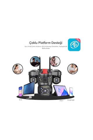 O-kam Pro Okam-5011 3 Lensli 9mp Wifi Ptz Dış Mekan Güvenlik Kamerası